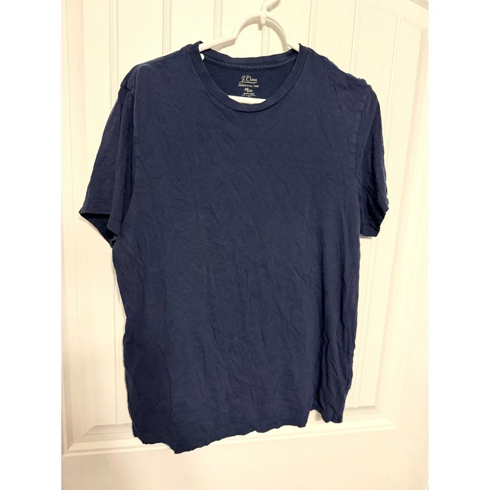J. Crew Essential Tee Men Large Navy Blue Short Sleeve Cotton T-Shirt